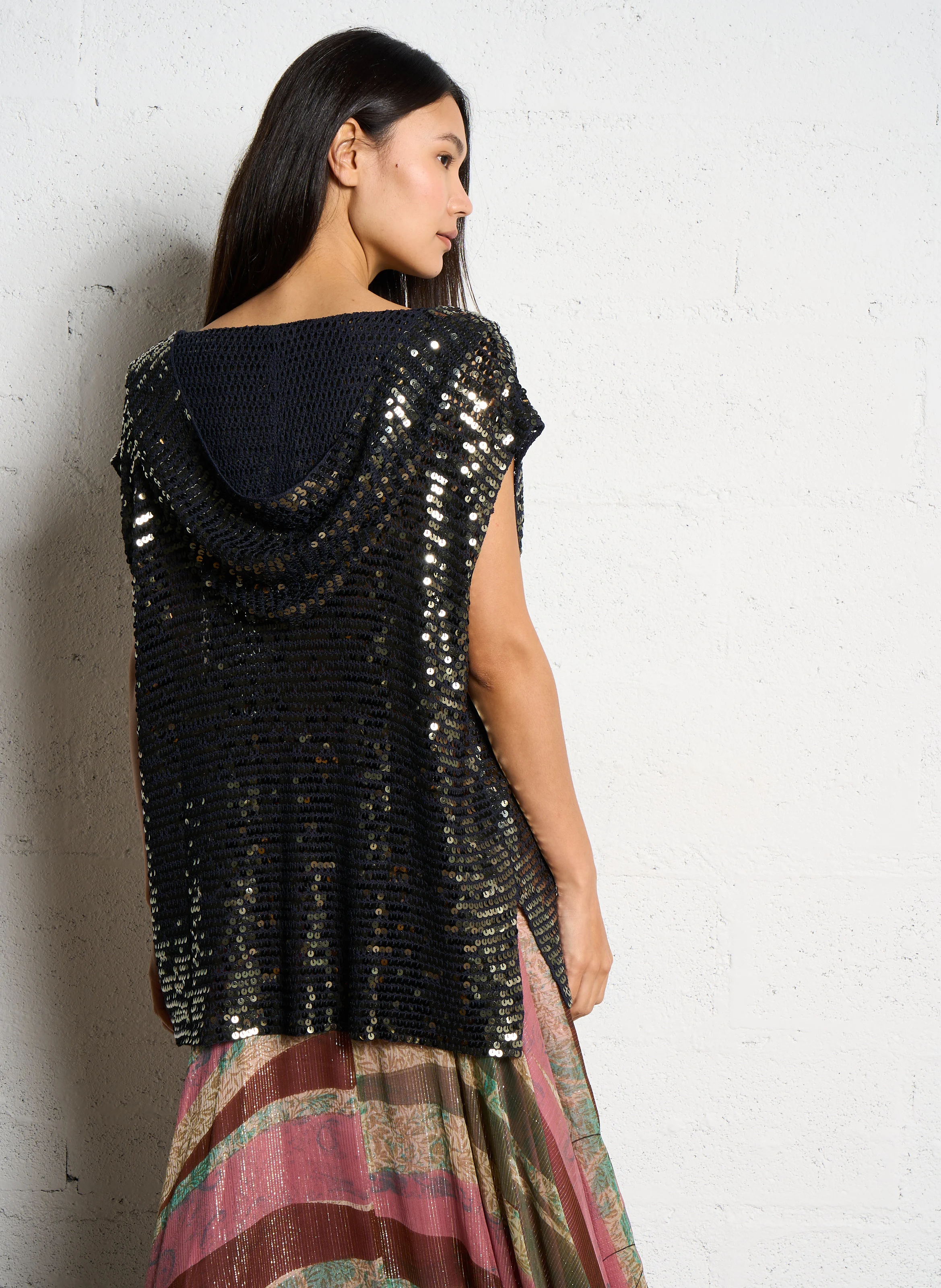 CASPIAN - Top sans manches à sequins| Gris