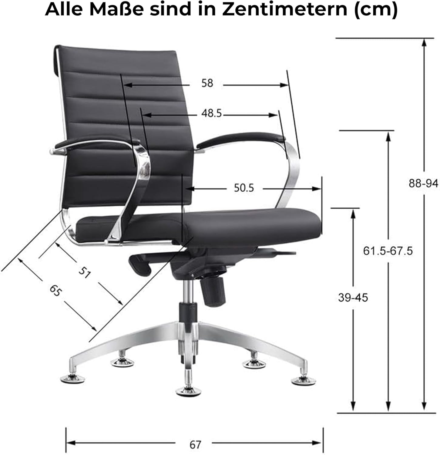 Konferenzstuhl Cádiz - Chromgestell - mit vielen ergonomischen Funktionen (Leder, Cognac)