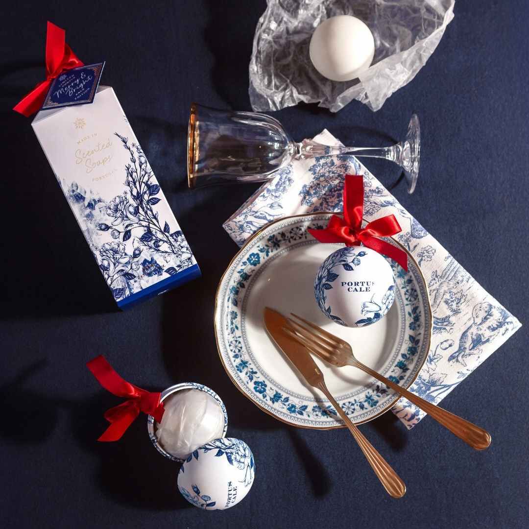 Portus Cale Conjunto de Sabonetes Enfeite de Natal Gold&Blue - 220gr