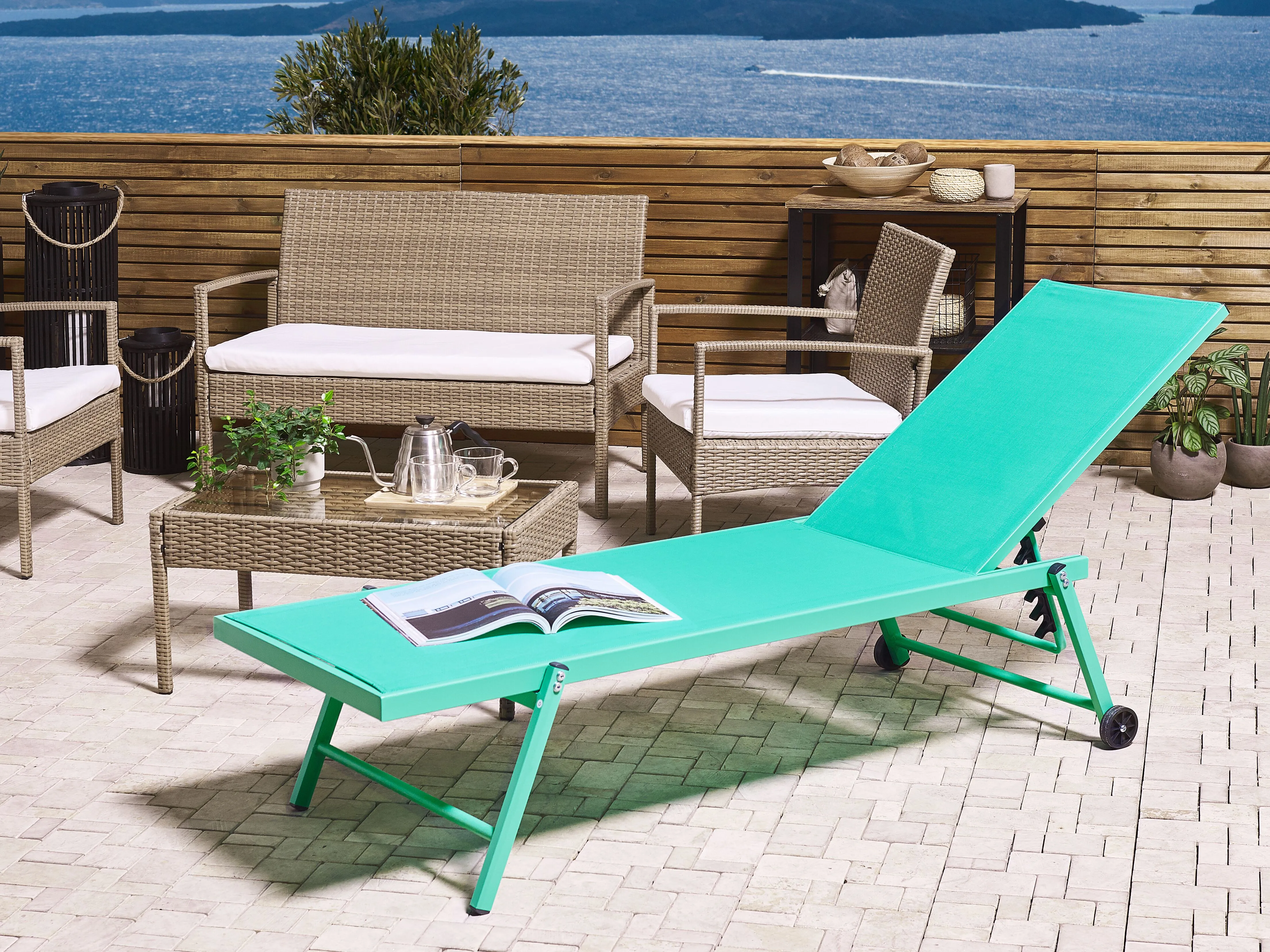 Ligstoel PORTOFINO achteroververstelbaar Metaal Turquoise