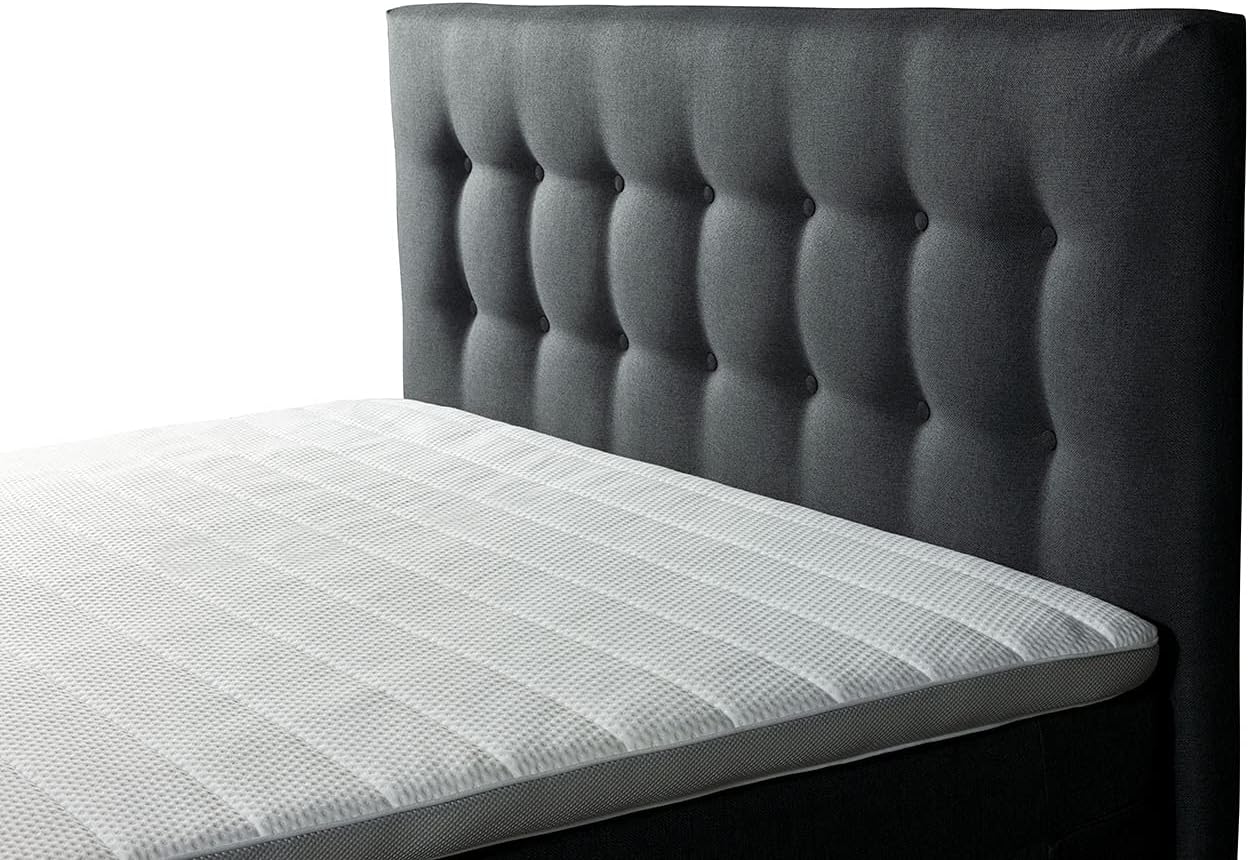 Tesla Dreams Boxspringbett 140x200 Ronda,7 Zonen Taschenfederkern-Matratze H2/H3, 5 Jahre Garantie, Topper Komfortschaum, Unterbau Taschenfederkern, Montage verfügbar, Anthrazit