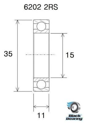 Roulement Black Bearing 6202-2RS 15 x 35 x 11 mm