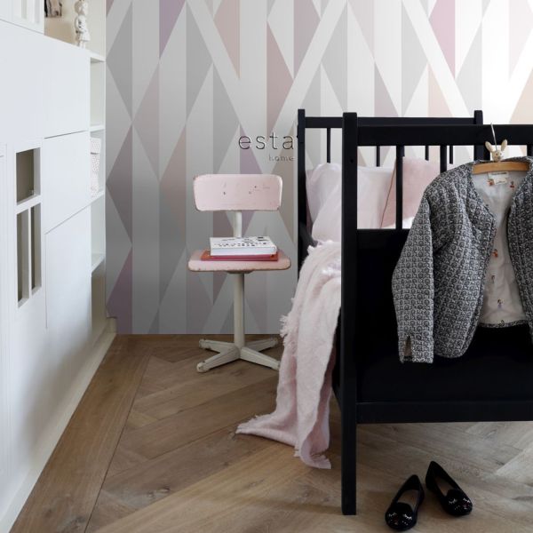Estahome Ruiten Fotobehang  - 1,5 x 2,79 m - Zwart / Wit / Oudroze