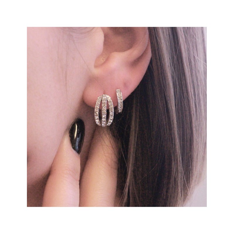 Boucles d'oreilles Elegant - Argenté et Cristal