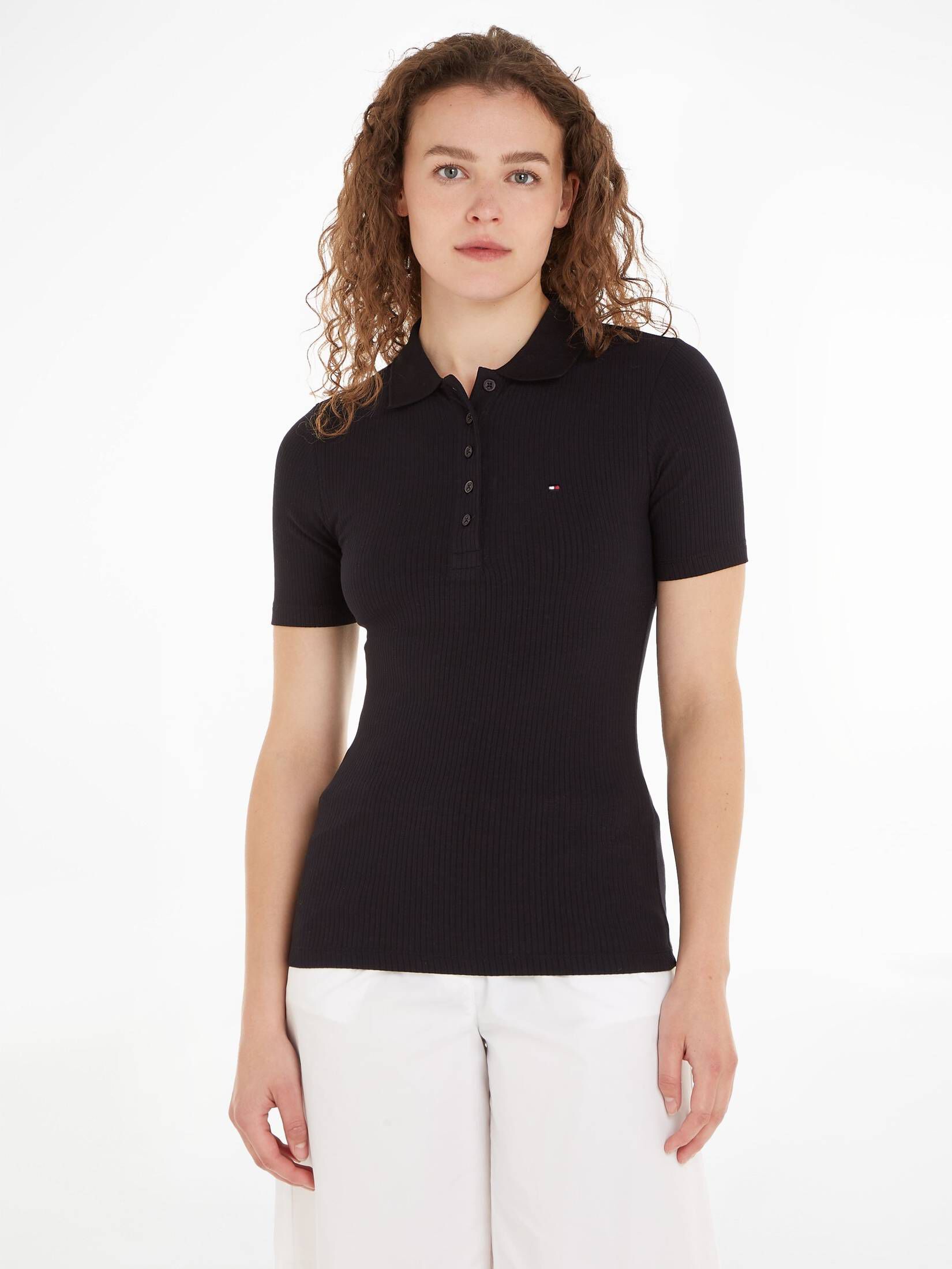 Tommy Hilfiger| Damen Poloshirt SLIM 5X2 RIB POLO