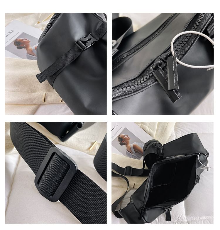 Hikuozy - Set: effen nylon crossbodytas met gesp + etui