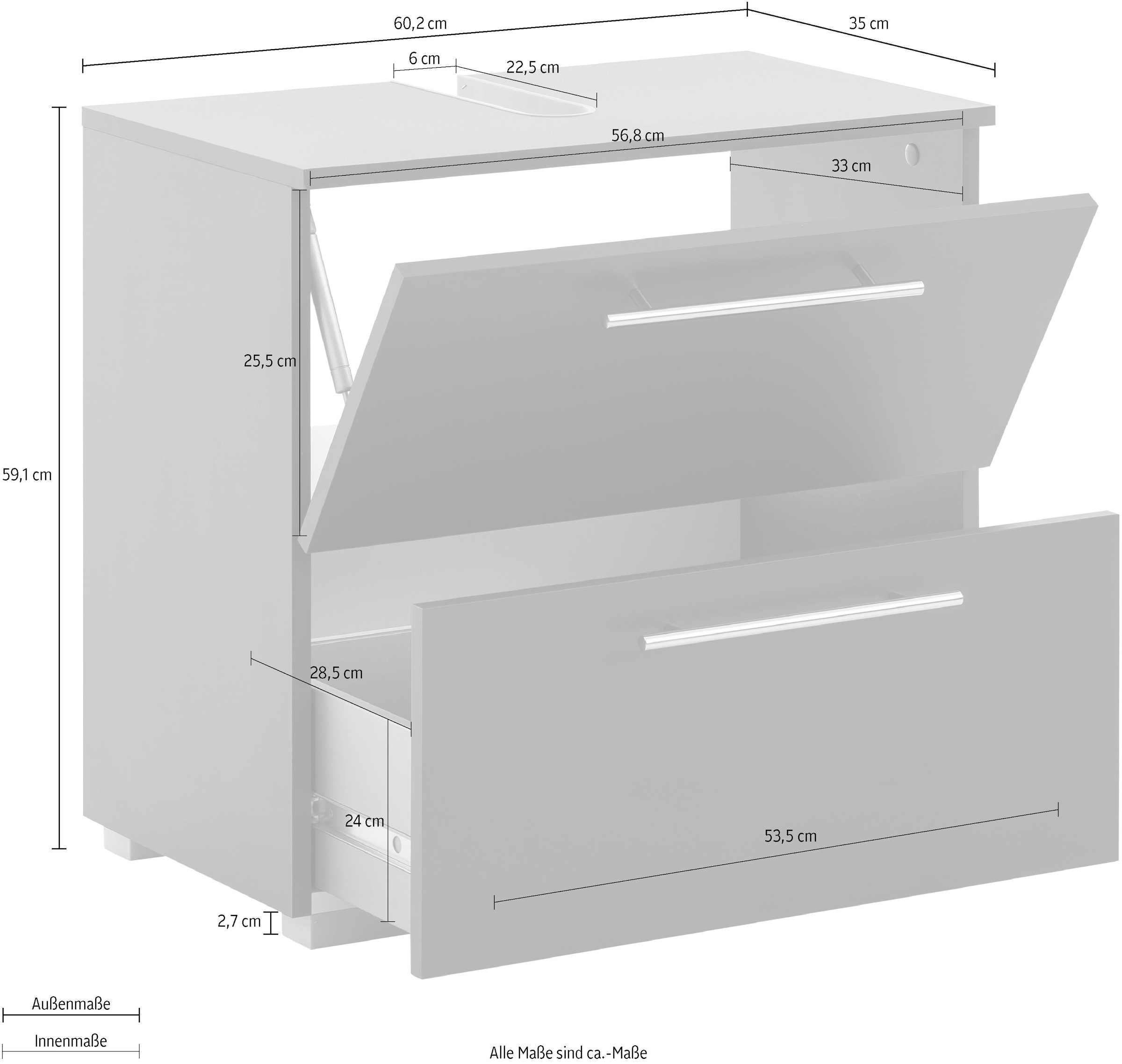 welltime Waschbeckenunterschrank »Carlos made in Germany« Breite 60 cm