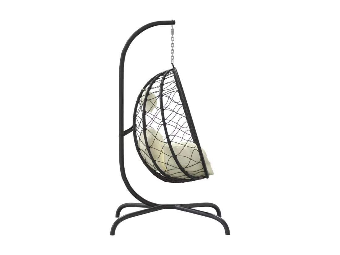 Chaise suspendue en forme d'œuf avec coussin blanc crème