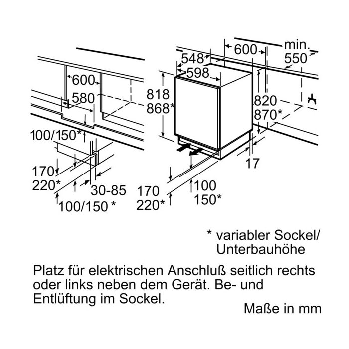Siemens Set Unterbau-Kühlschrank + Butterdose MK082KRF5A