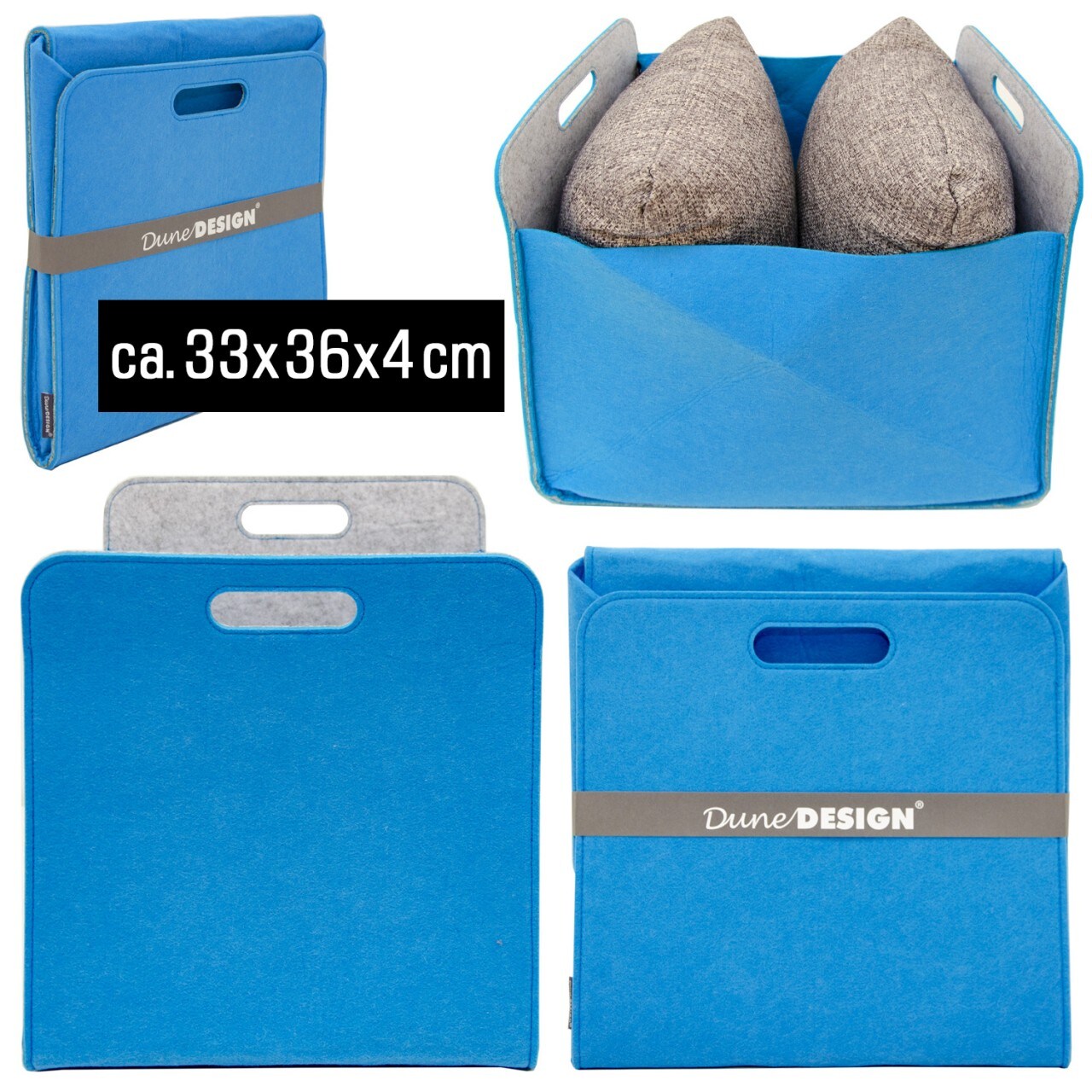 Aufbewahrungsbox 2er Set Cube Filz Blau 33x38x33cm