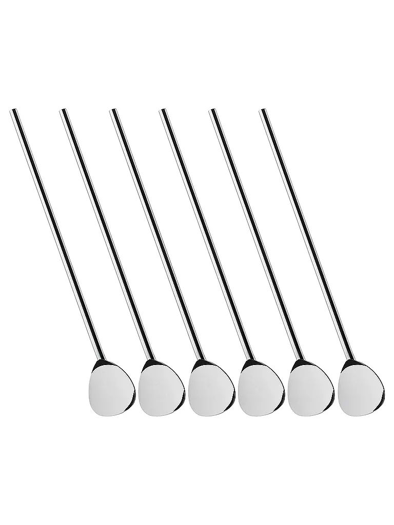 CILIO Cocktaillöffel mit Trinkhalm 6er Set silber