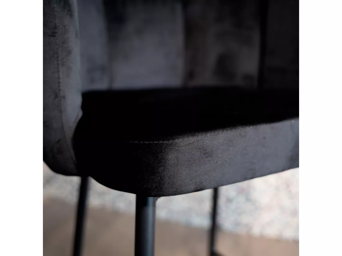 Lot de 2 chaises pour îlot central 67 cm en velours noir - Rosy