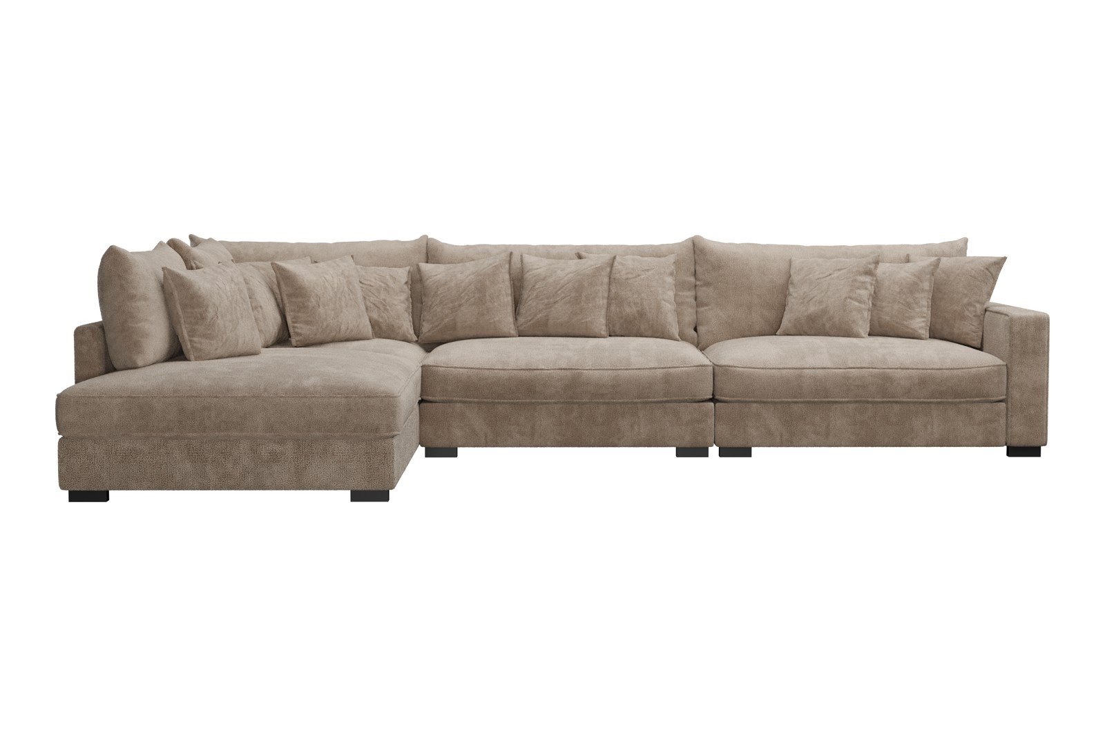 Rossi Lux 4-seter med åpen ende venstre Tekstil Genesis 4 Beige, arm B med sorte ben. Lux Komfort.