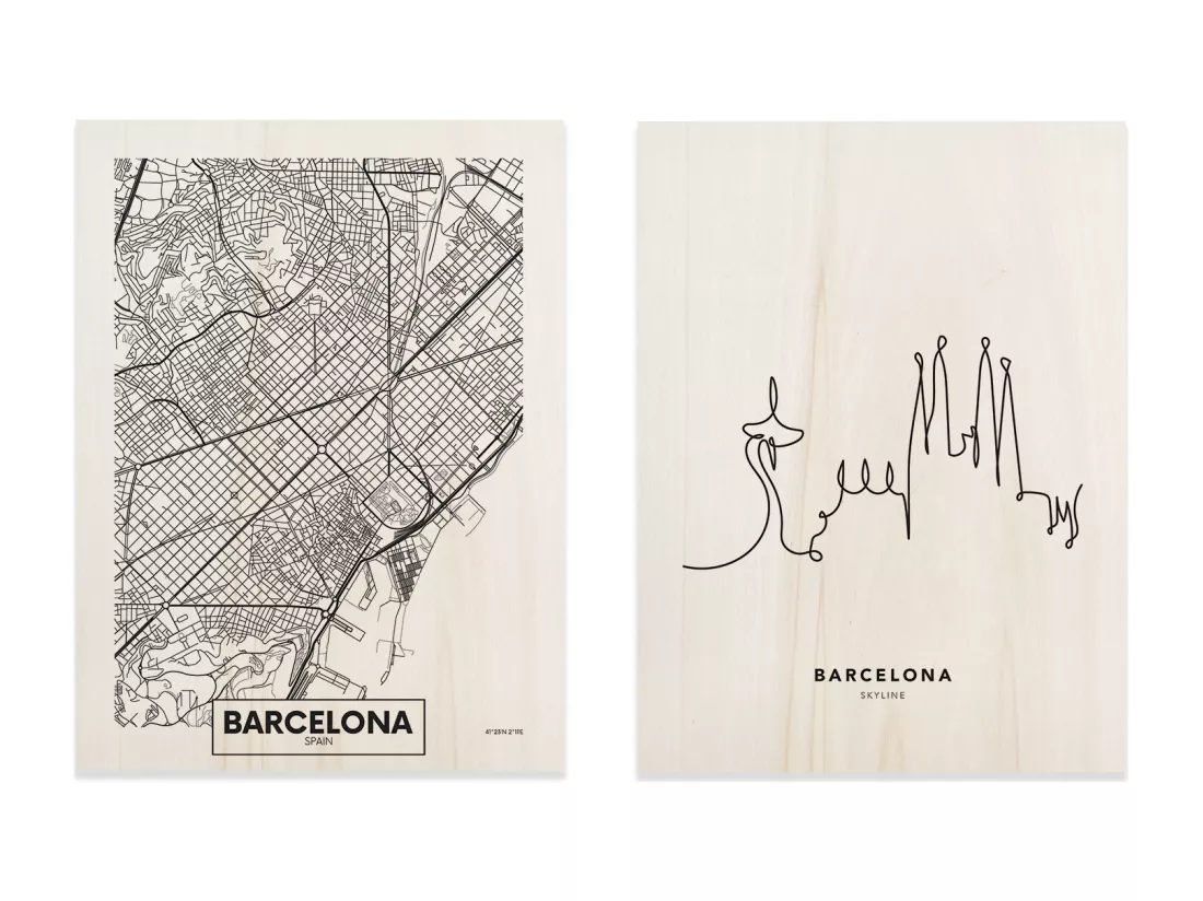 Pack tableaux en bois Barcelona 40x50cm