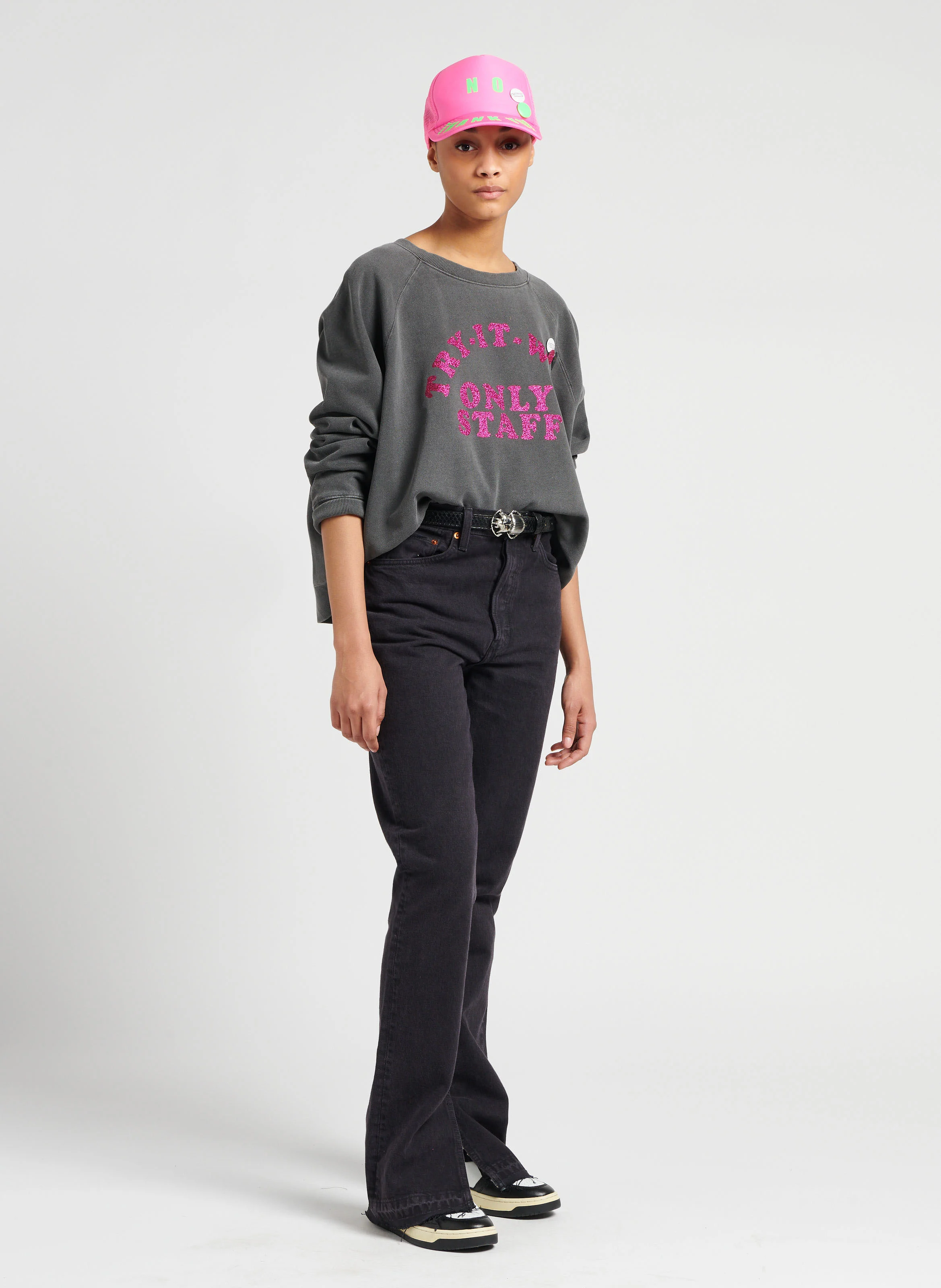 70S HIGH RISE - Jean droit taille haute en coton| Noir