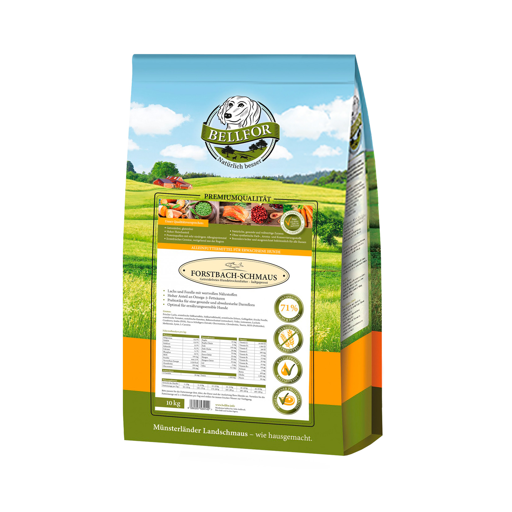Сroquettes pressées à froid avec saumon & truite - forstbach-schmaus - 10 kg