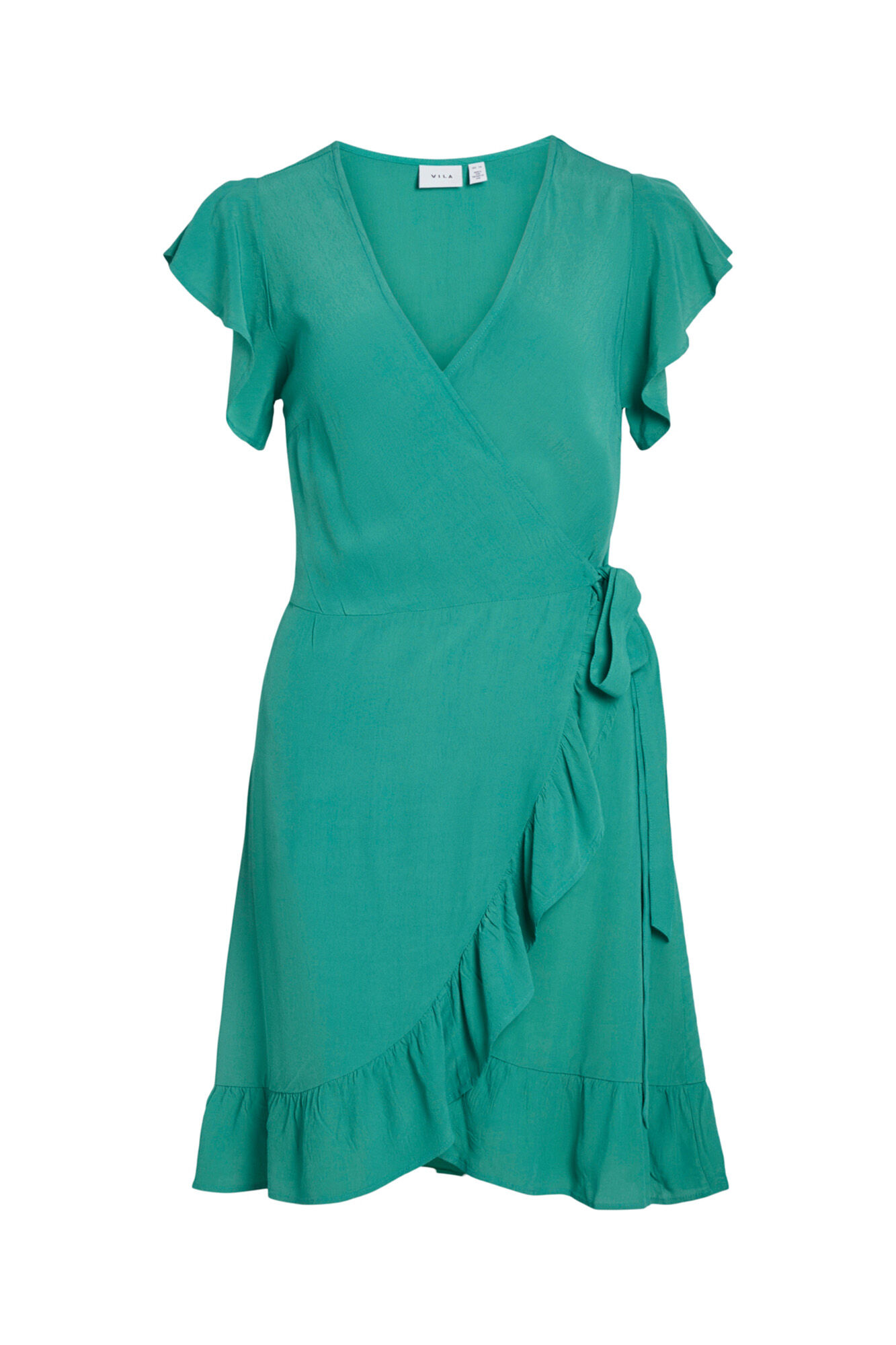 Vestido curto com babados - Verde