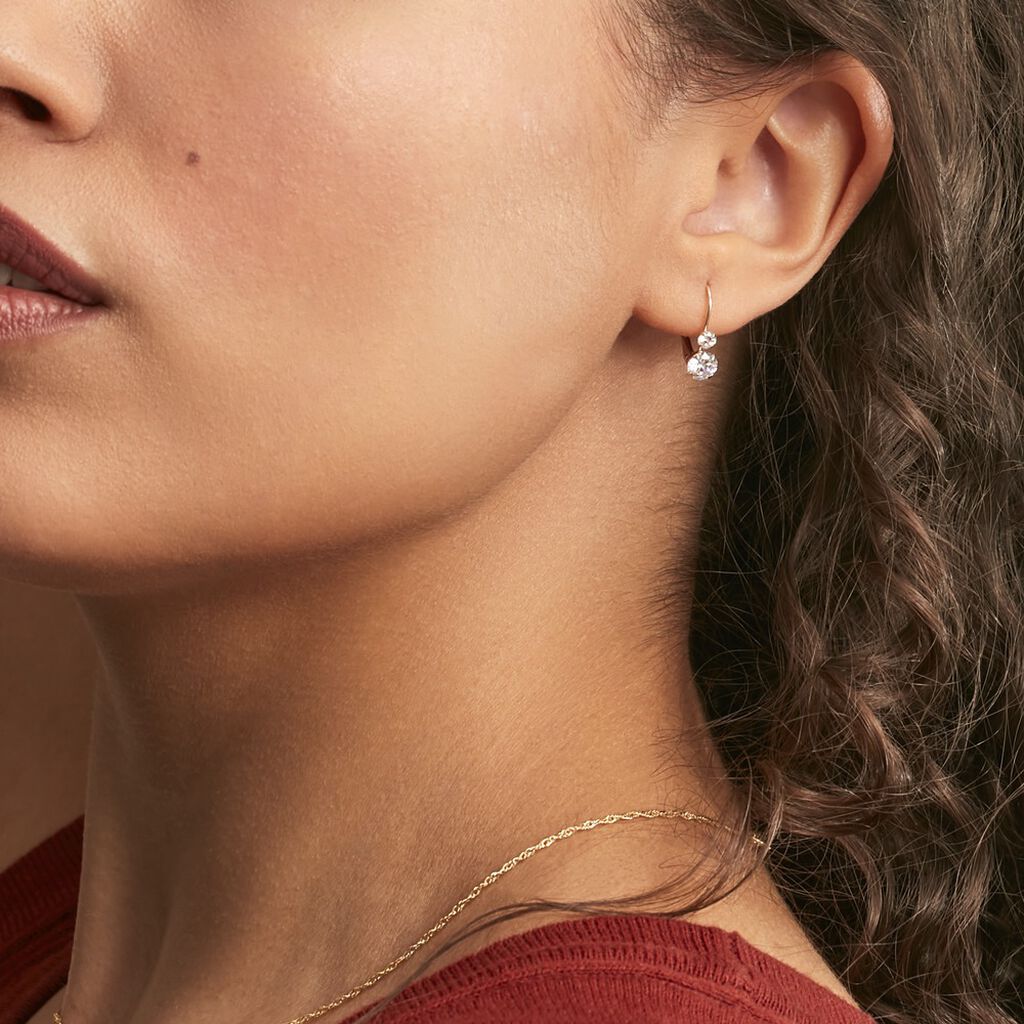 Boucles D'oreilles Pendantes Gulbeyaz Or Jaune Oxyde De Zirconium