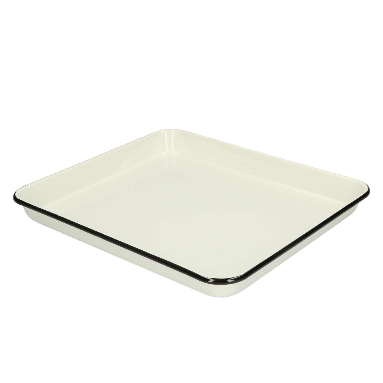 Dienblad, emaille, zwart/wit, 31 x 27 cm