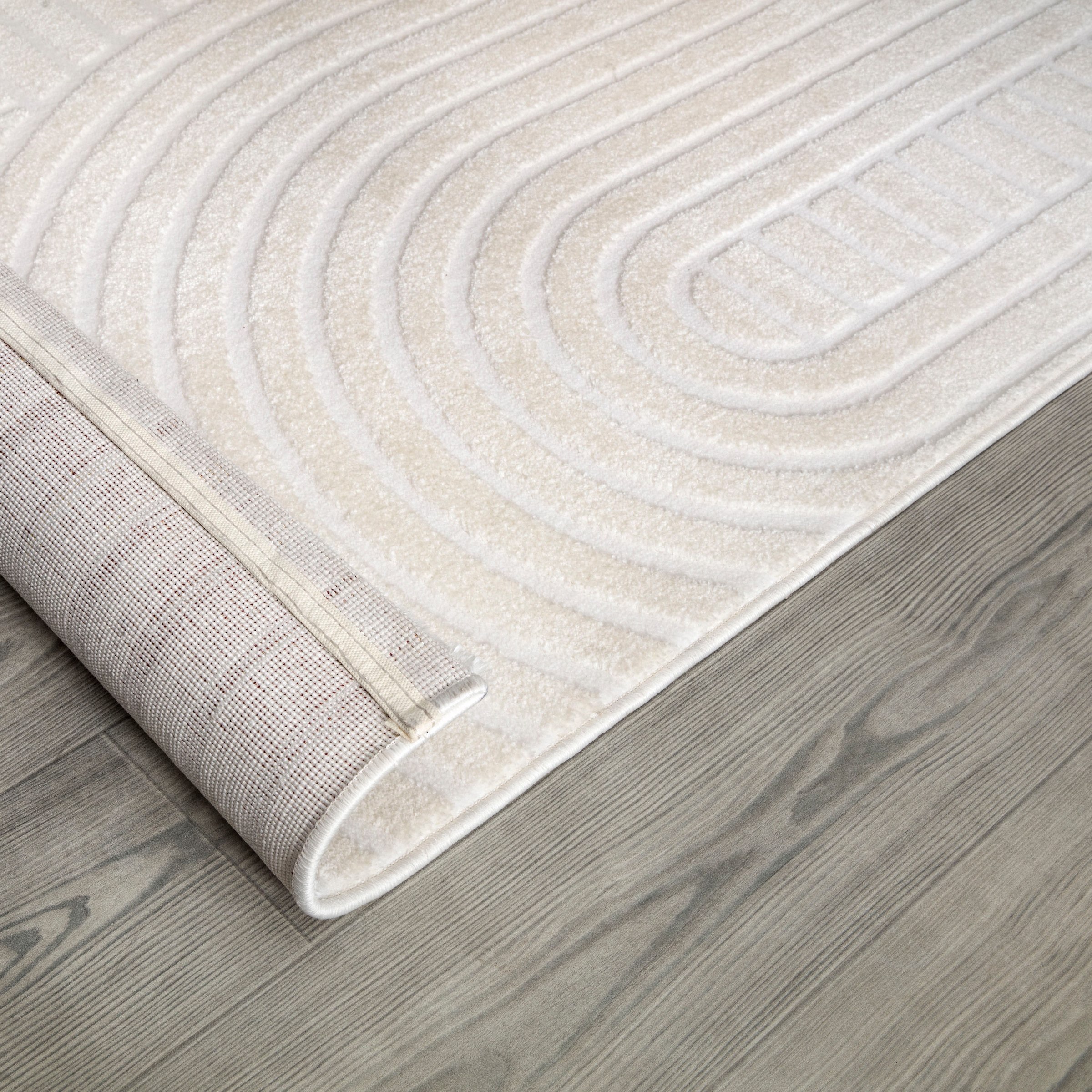 Paco Home Teppich »Luzern 652« rechteckig 13 mm Höhe Kurzflor, Uni Farben, Hoch-Tief-Struktur, Scandi Design