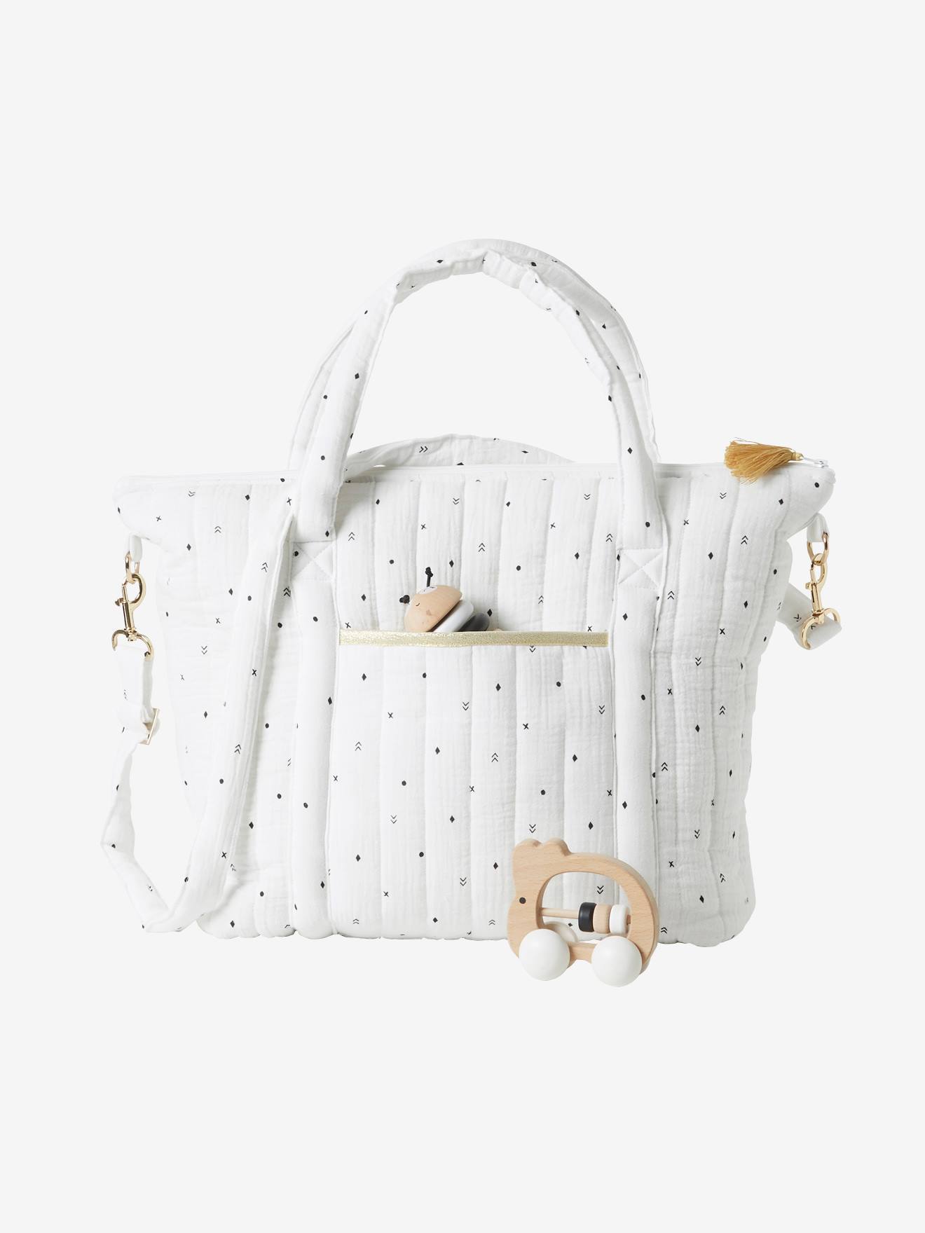 Bolsa de maternidade Plume, estampa branca vibrante
