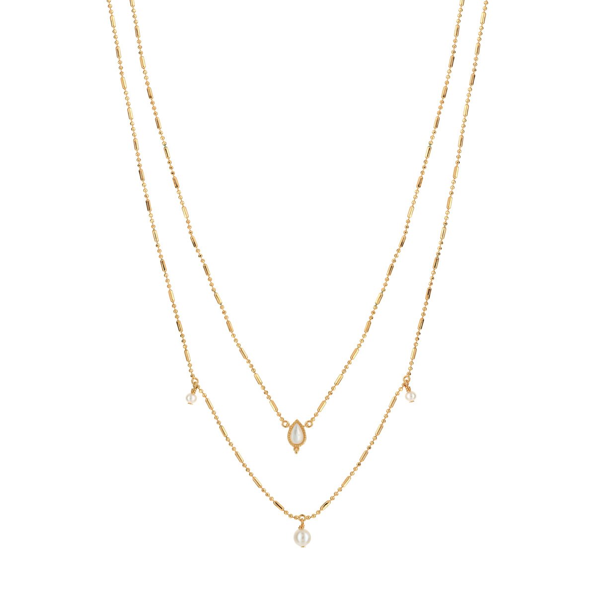 Collier doré nacre perles 40 à 43 cm