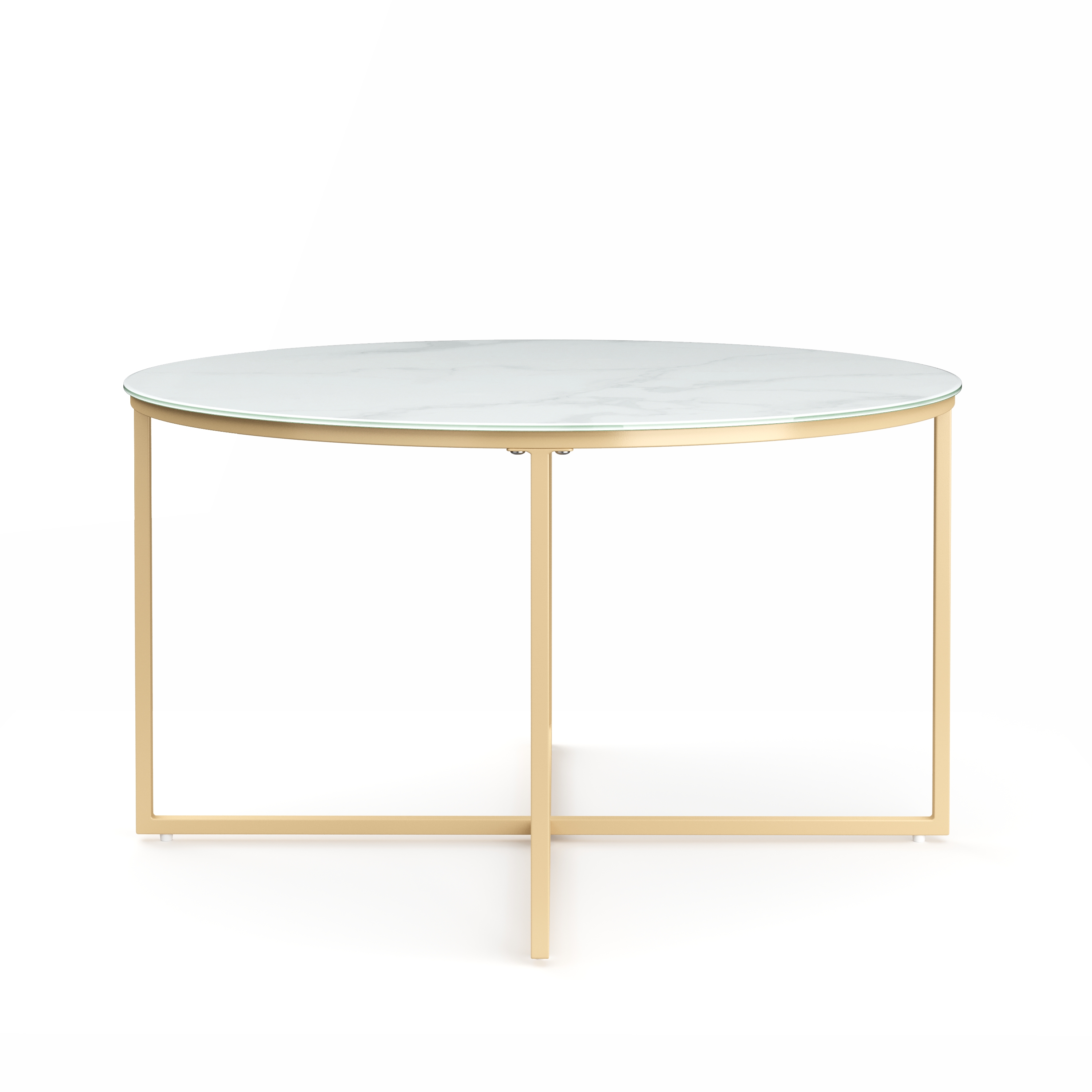 Beistelltisch Glas AMARA rund weiss/gold