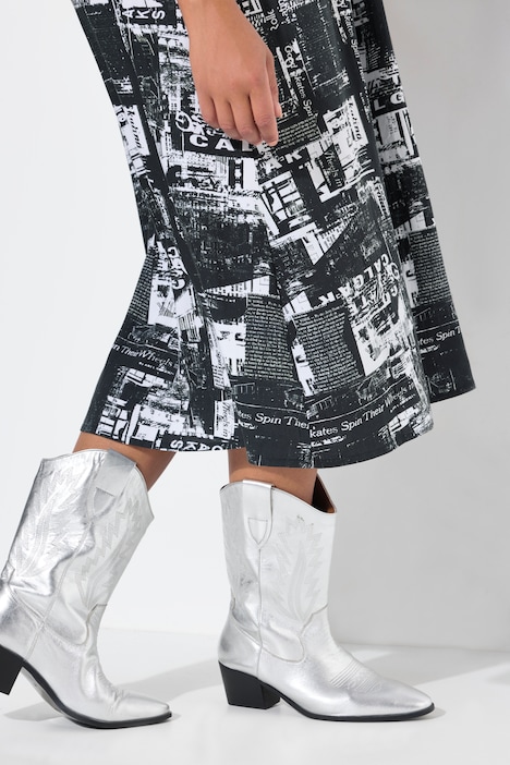 Midikleid, A-Linie, grafischer Druck, weiter Halbarm