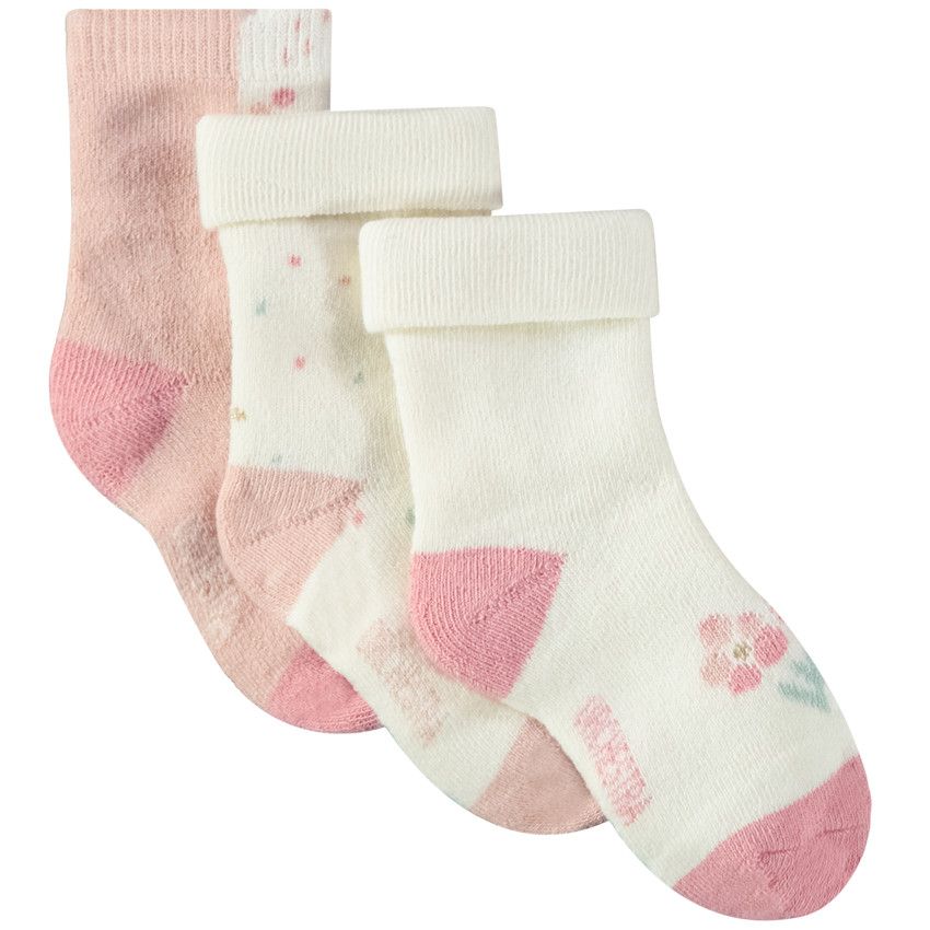 Lot de 3 paires de chaussettes print fantaisie pour bébé fille - Ecru