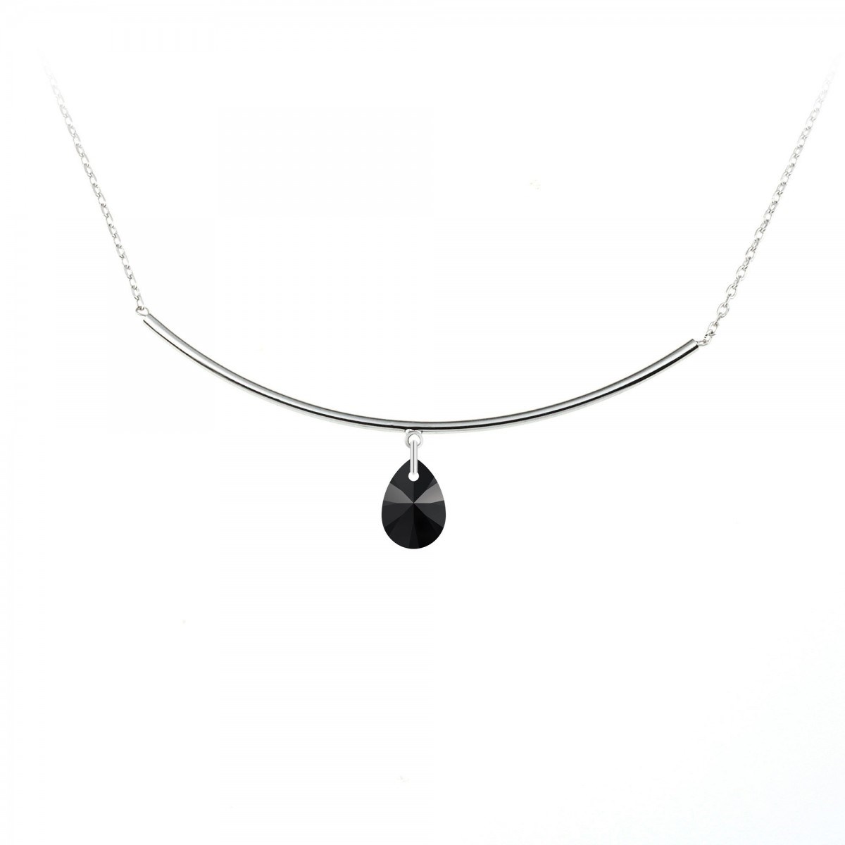 Collier orné d'un cristal scintillants SC Crystal en Métal rhodié