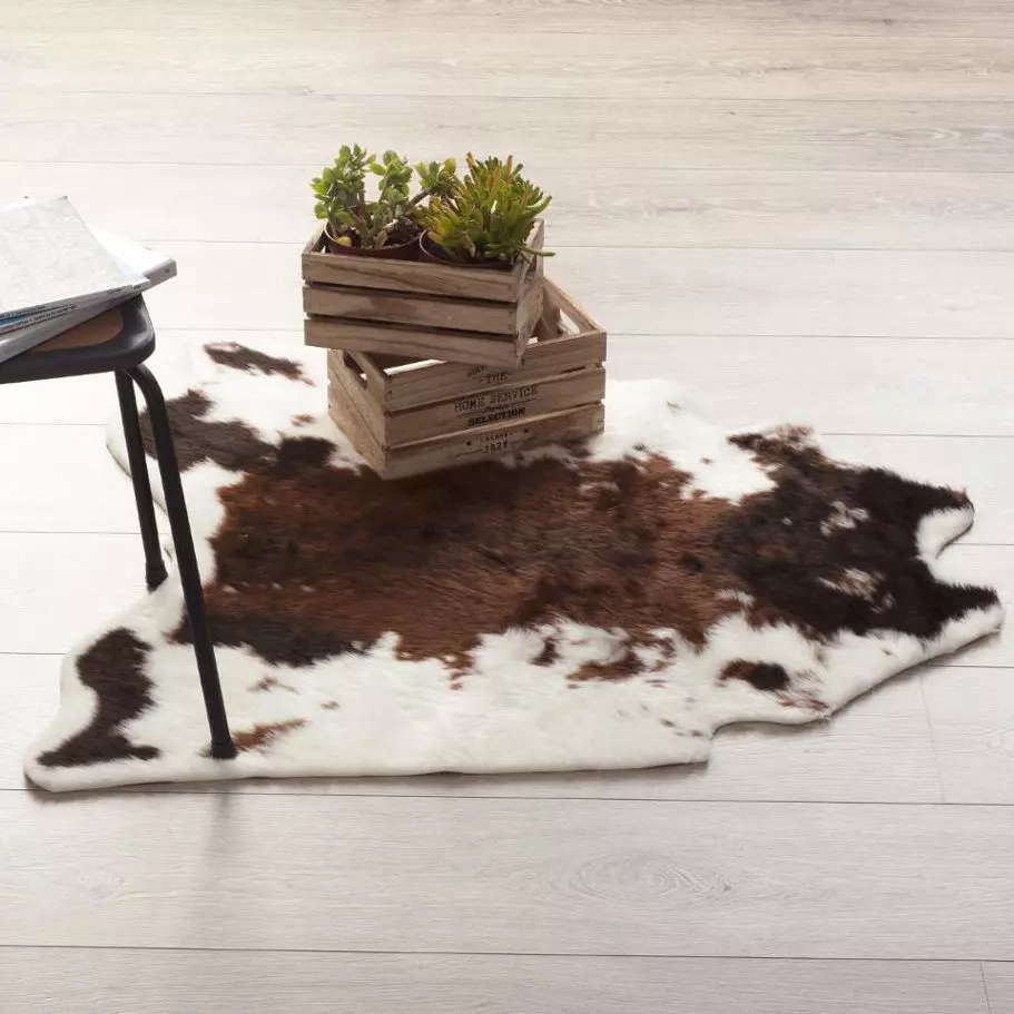 Tapis fausse peau de vache (100 x 94 cm) Vache Marron