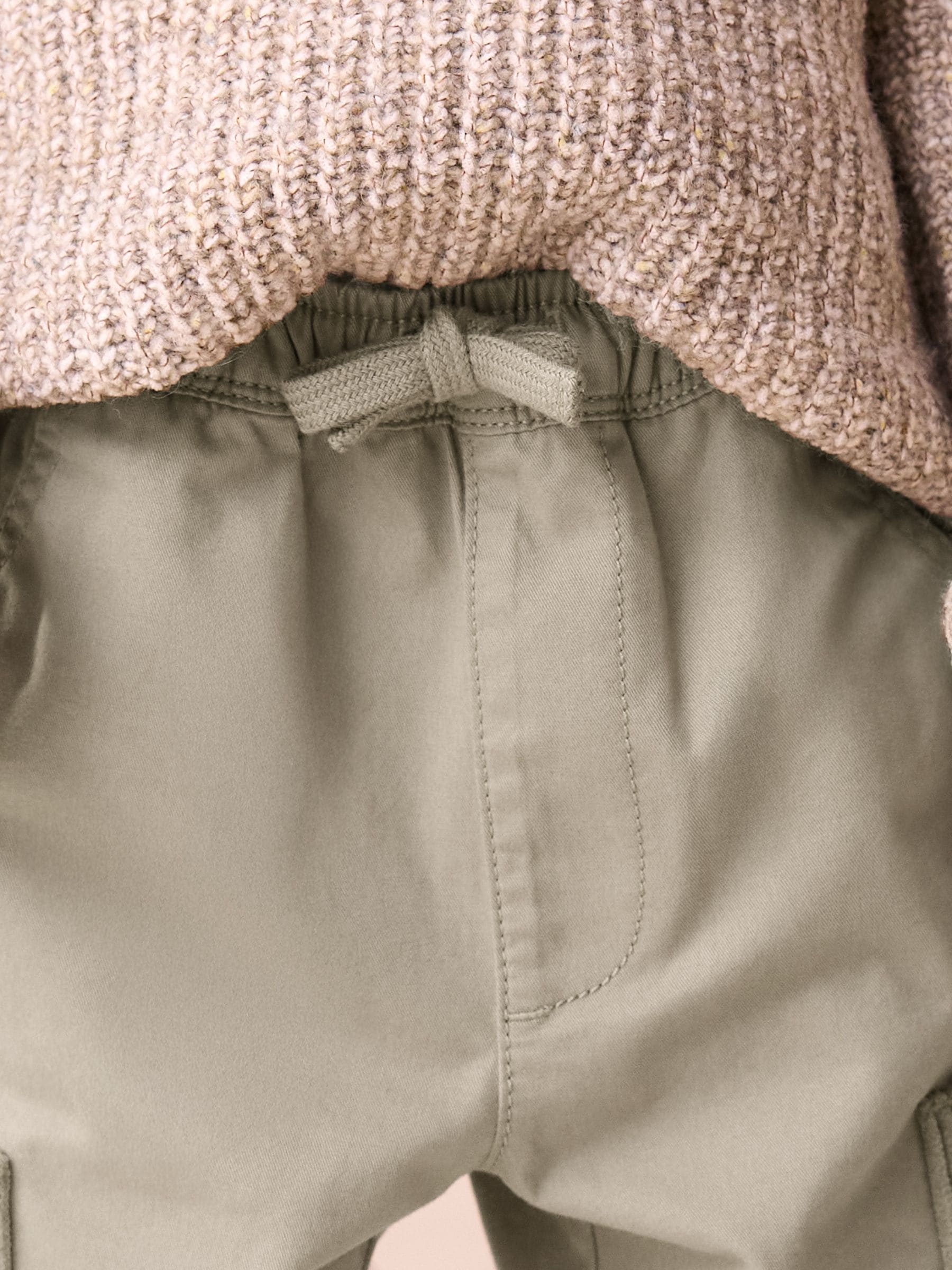 Grijs-groen - Broek met elastische taille en zijzakken (3mnd -7jr)