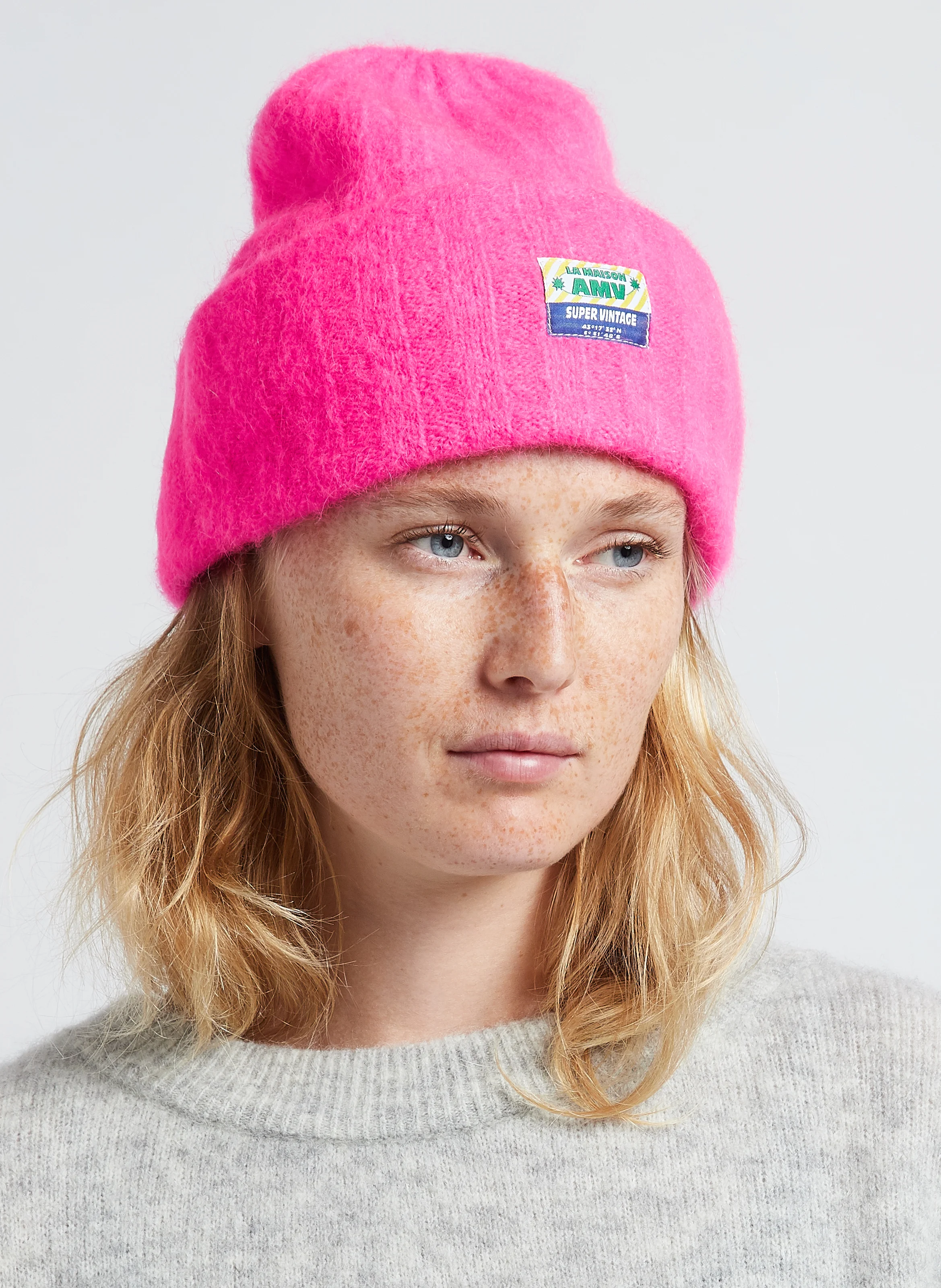 VITOW - Bonnet en laine mélangée| Rose