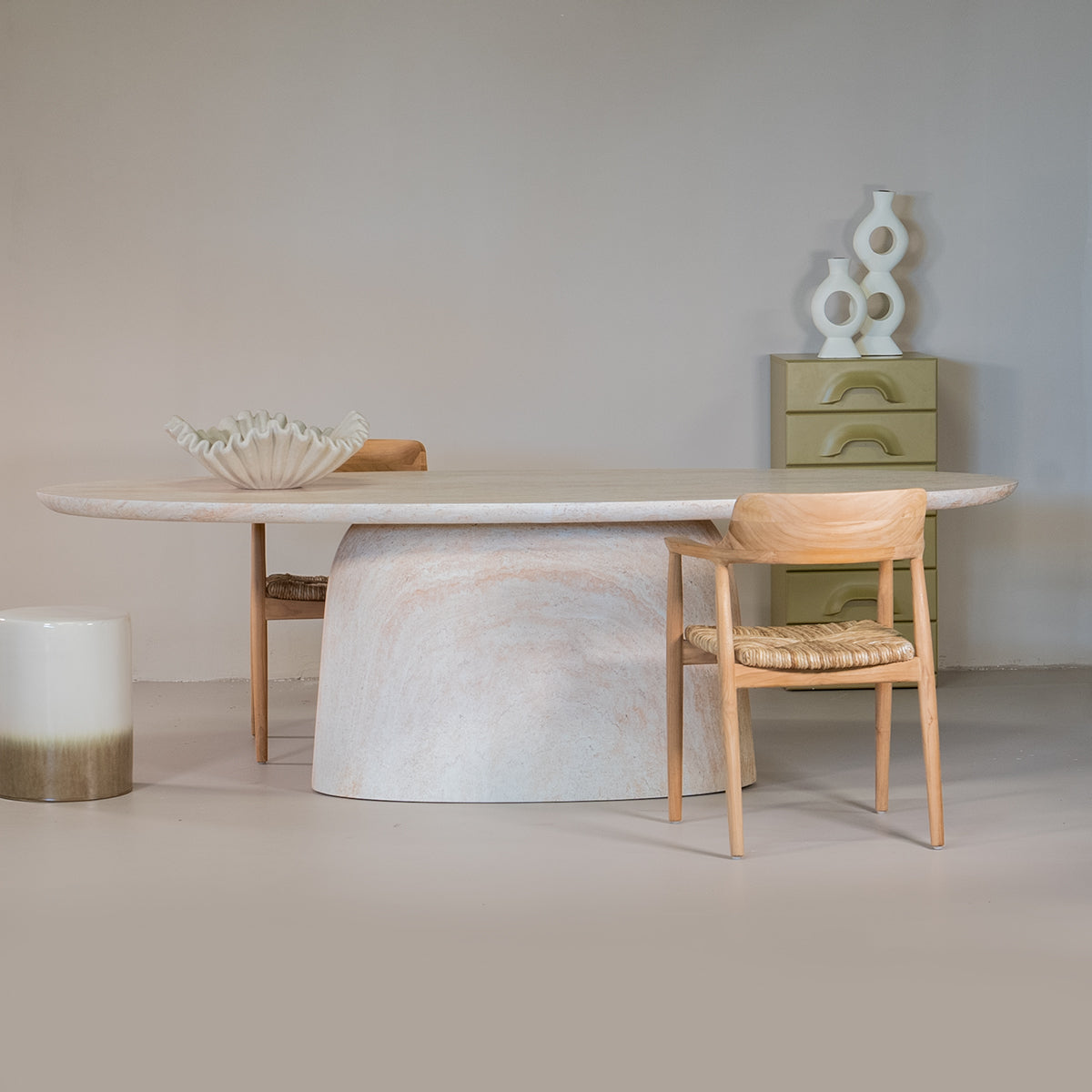 Giga Meubel - Eettafel Ovaal 200cm - Naturel Betonlook - Myrna