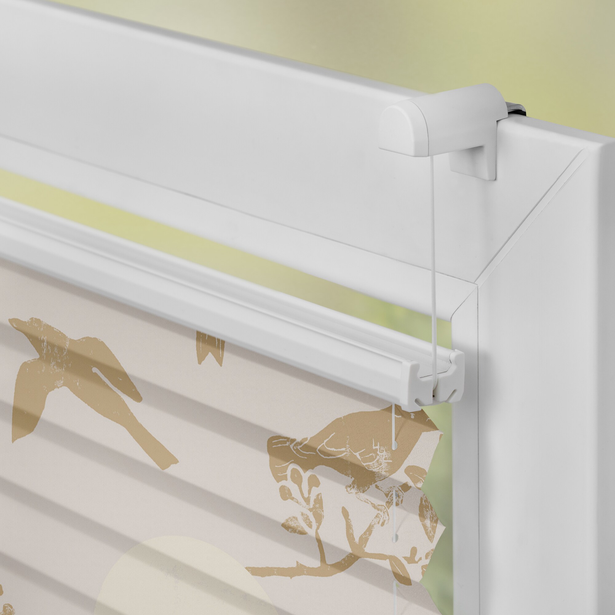Lichtblick Plissee Klemmfix, ohne Bohren, blickdicht, Moon Birds - Beige