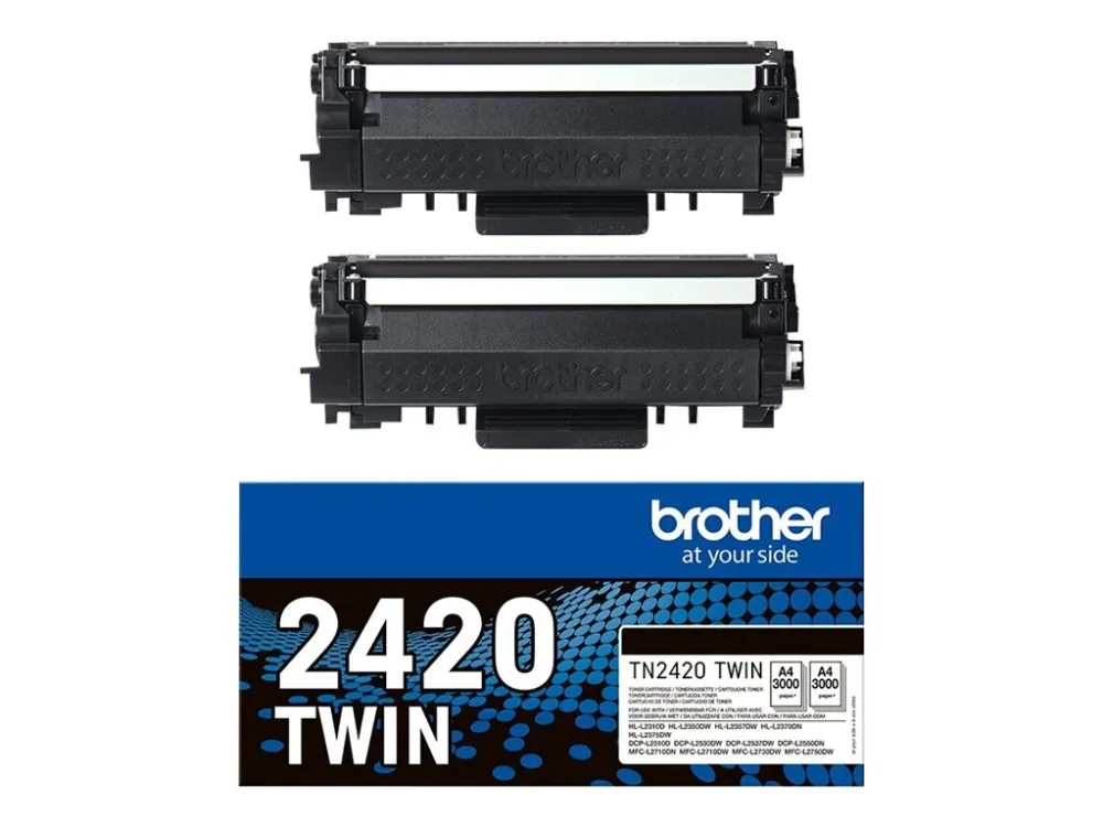 Brother TN2420 TWIN - 2 pakker - Højtydende - sort - original - tonerpatron - for Brother DCP-L2510, L2530, L2537, L2550, HL-L2350, L2370, L2375, MFC-L2713, L2730, L2750