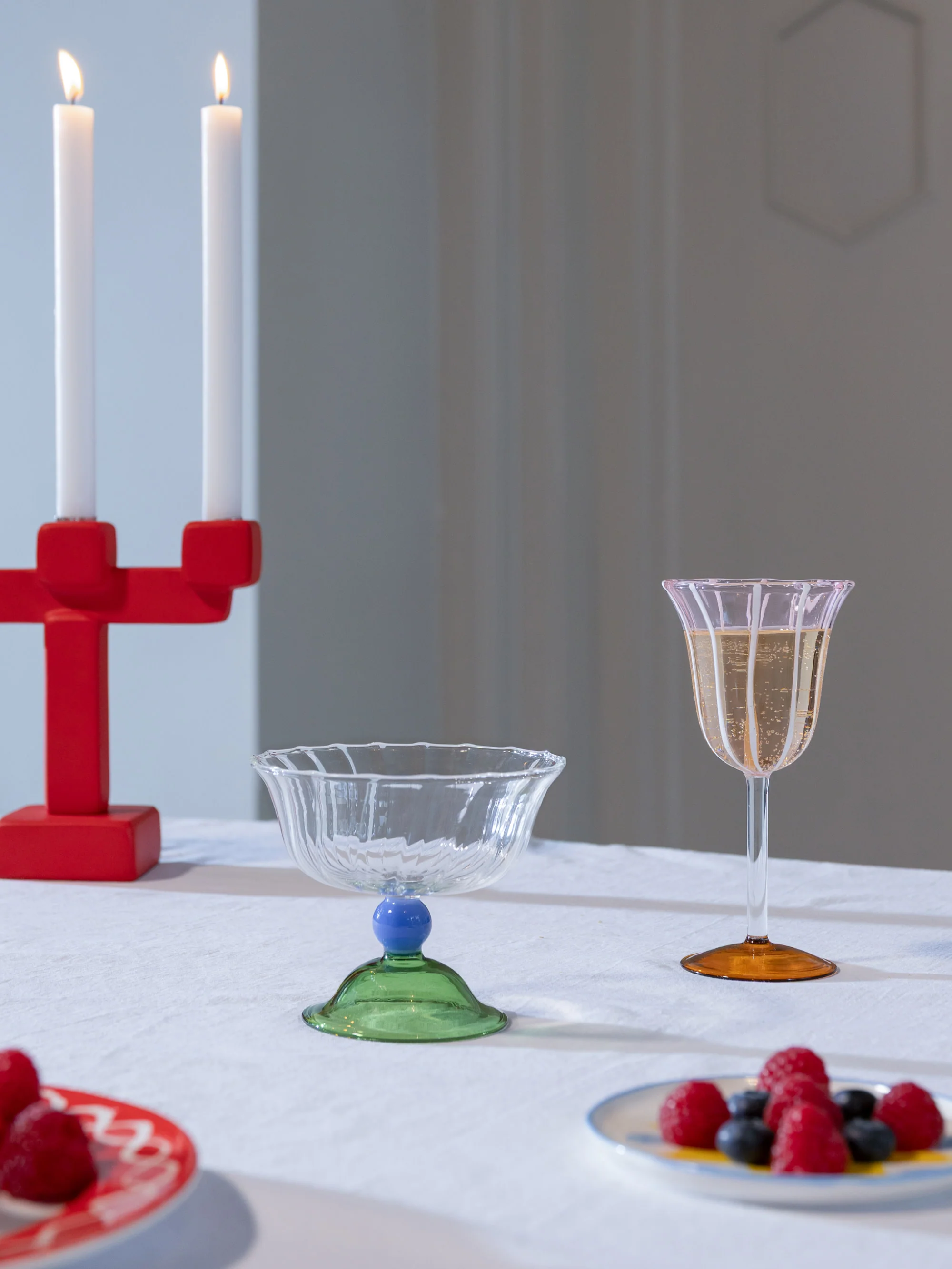 Handgemaakte champagneglazen Tulip van borosilicaatglas, 2-delig