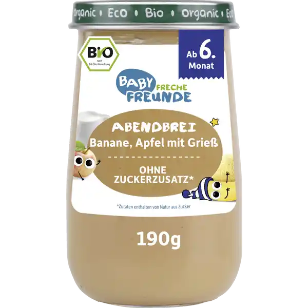 Bio Baby Abendbrei Banane, Apfel mit Grieß