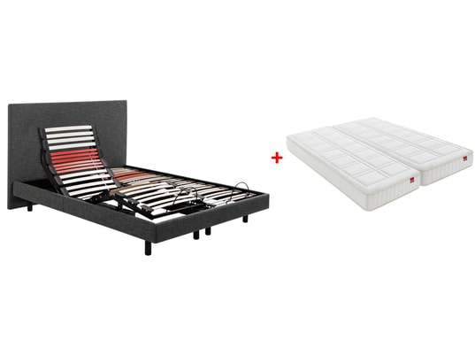EPEDA - Sommier Electrique 2 x 90 x 200 Horizon 1820D gris fo + TDL + 2x balade équilibré