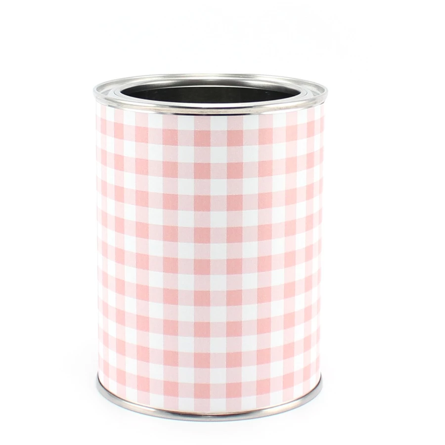 Nikima Stiftebecher Vichy Karo rosa inkl. 12 Dreikant Buntstiften Stifteköcher rosa