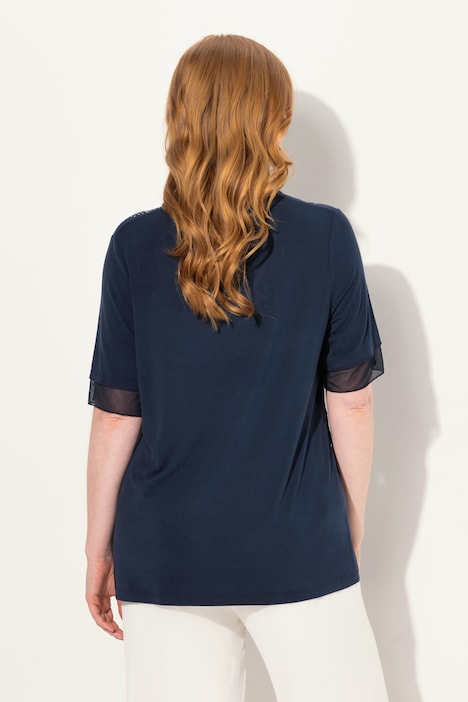 Bluse, Layering-Look, Mesh/Jersey, Zipfelsaum