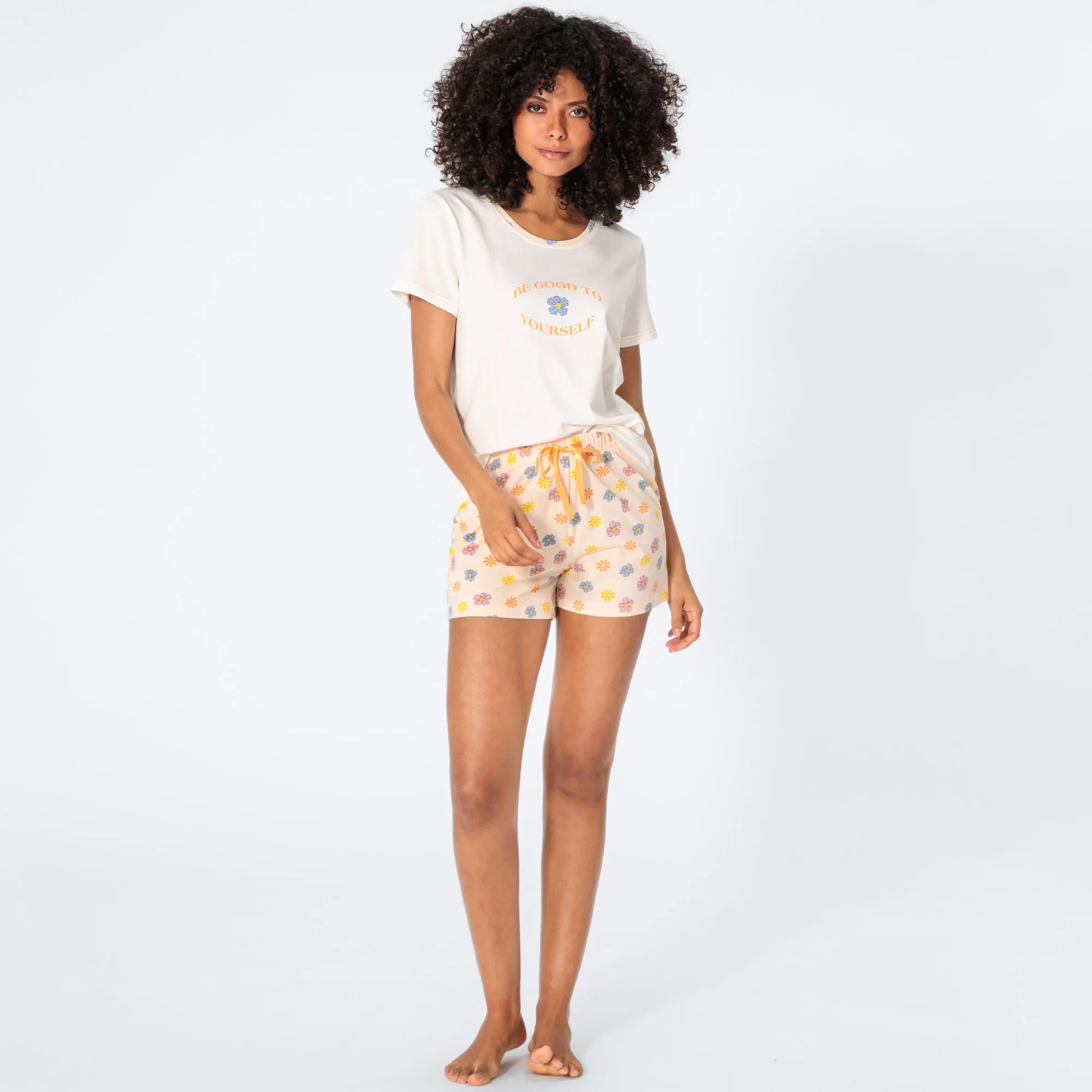 Damen-Shorty mit Blüten-Muster, 2-teilig
