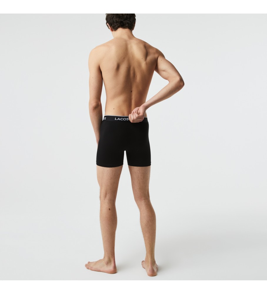 Cuecas Boxer Lacoste Pack com 3 unidades, modelo Insignia, pretas