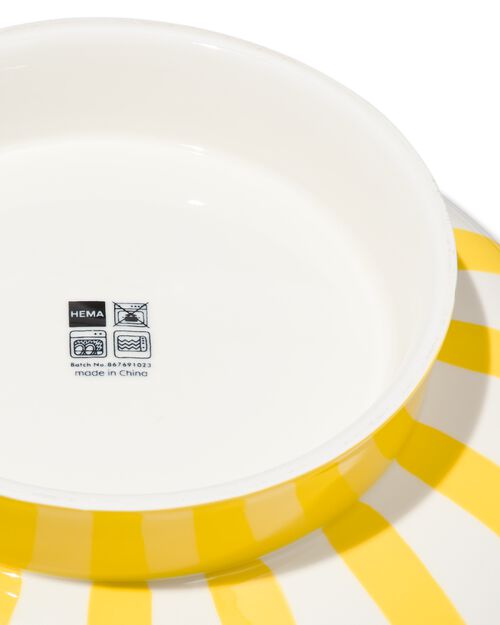 saladier sur pied Ø26cm - new bone blanc et jaune - vaisselle dépareillée