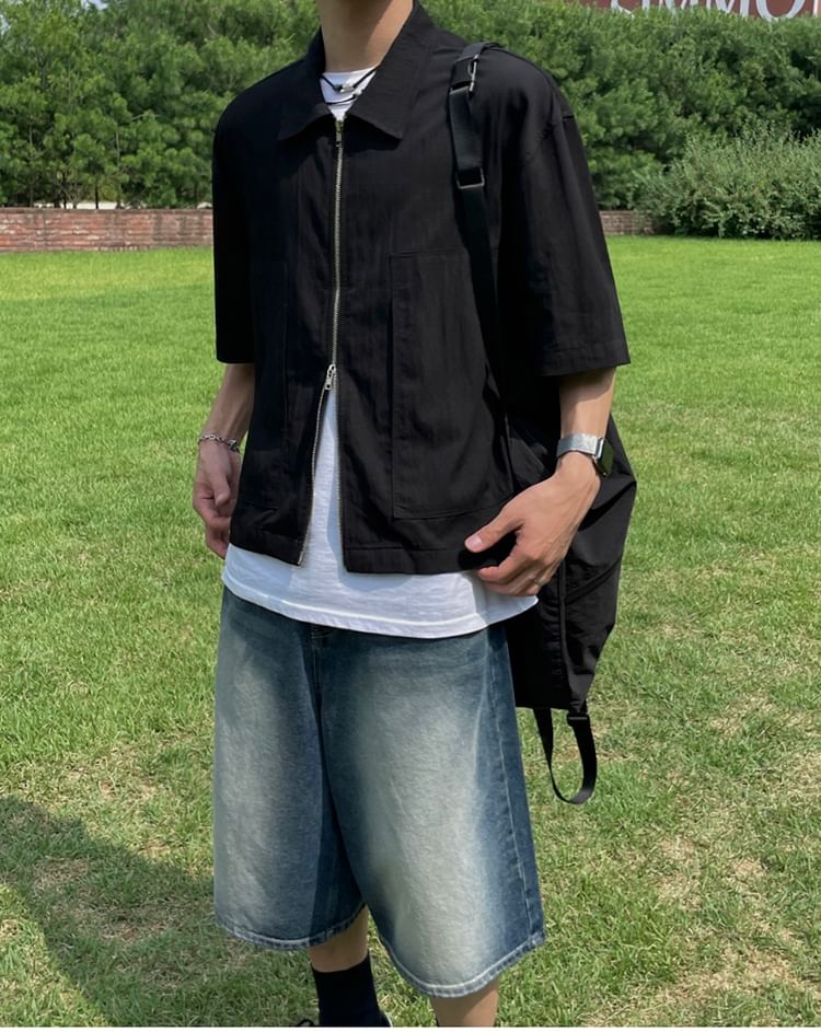 MRCYC - Mid Rise Washed Wide Leg Jorts
