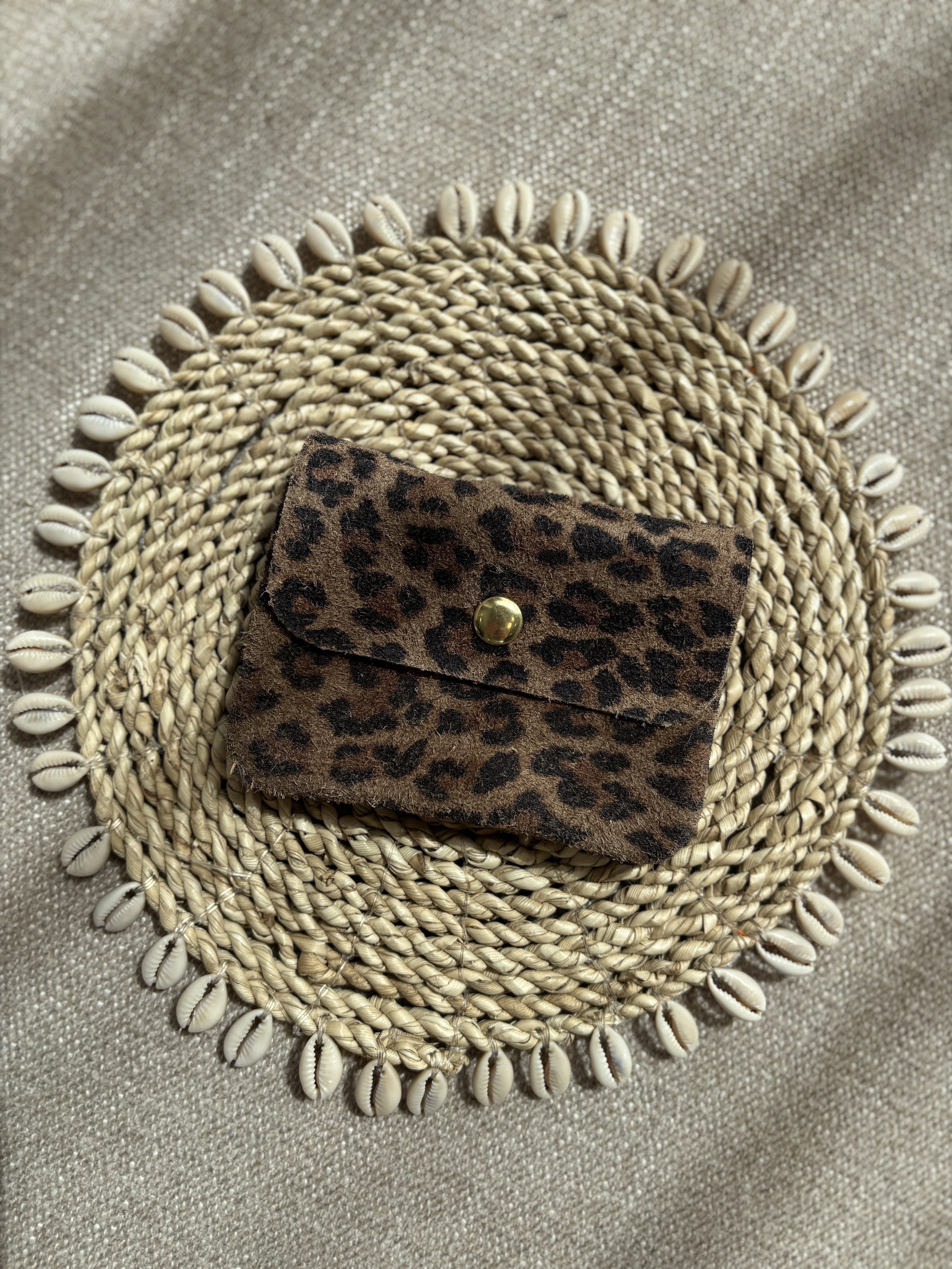 Mini Portemonnee - Suede Luipaard