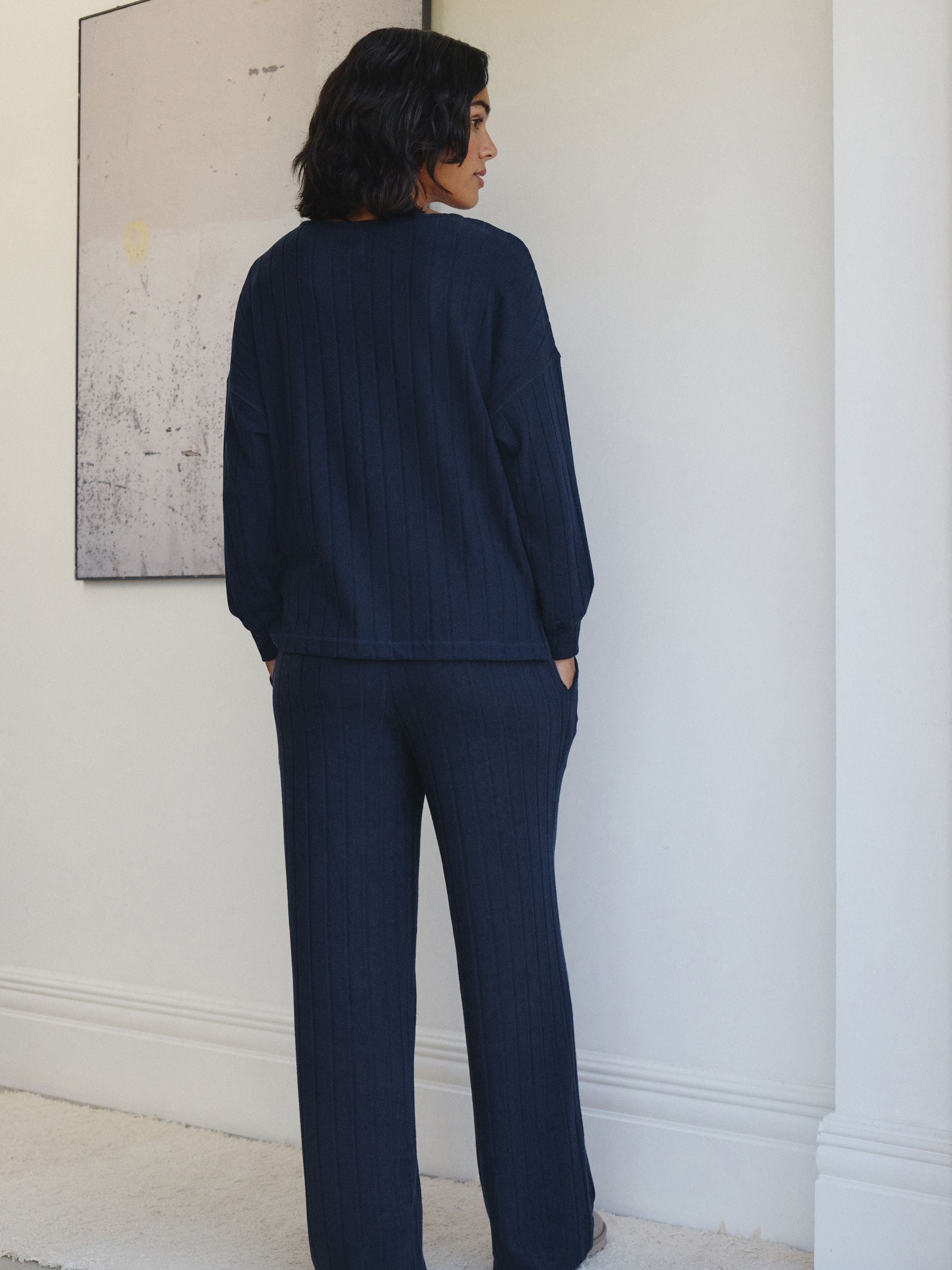 Marineblauw - Behaaglijke pyjama met lange mouwen