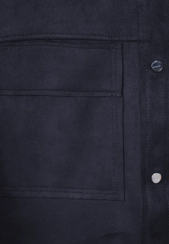 Long Velours Jacke - gravity blue