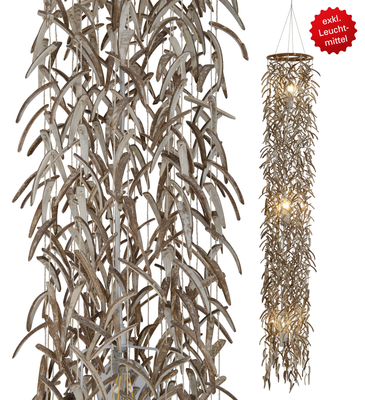 Pendelleuchte KOKOS - beige - 180 cm hoch