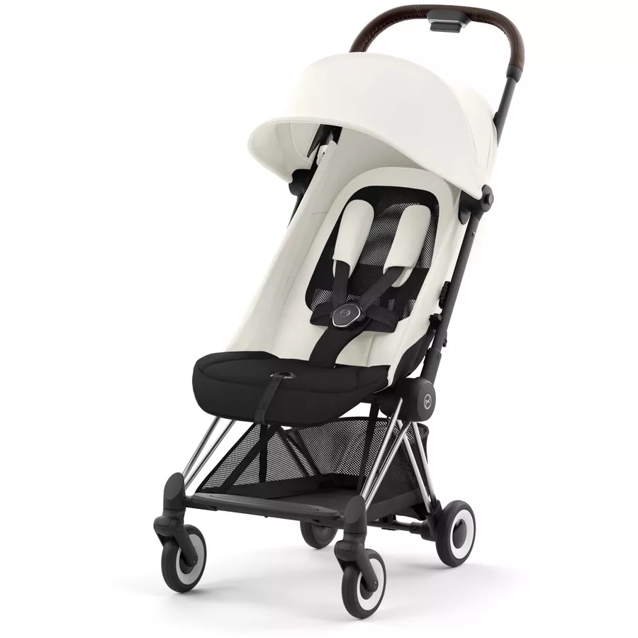 cybex PLATINUM Buggy Coya Chrome Dark Brown Off White inklusive Babyschale Cloud T I-Size Mirage Grey und Adapter